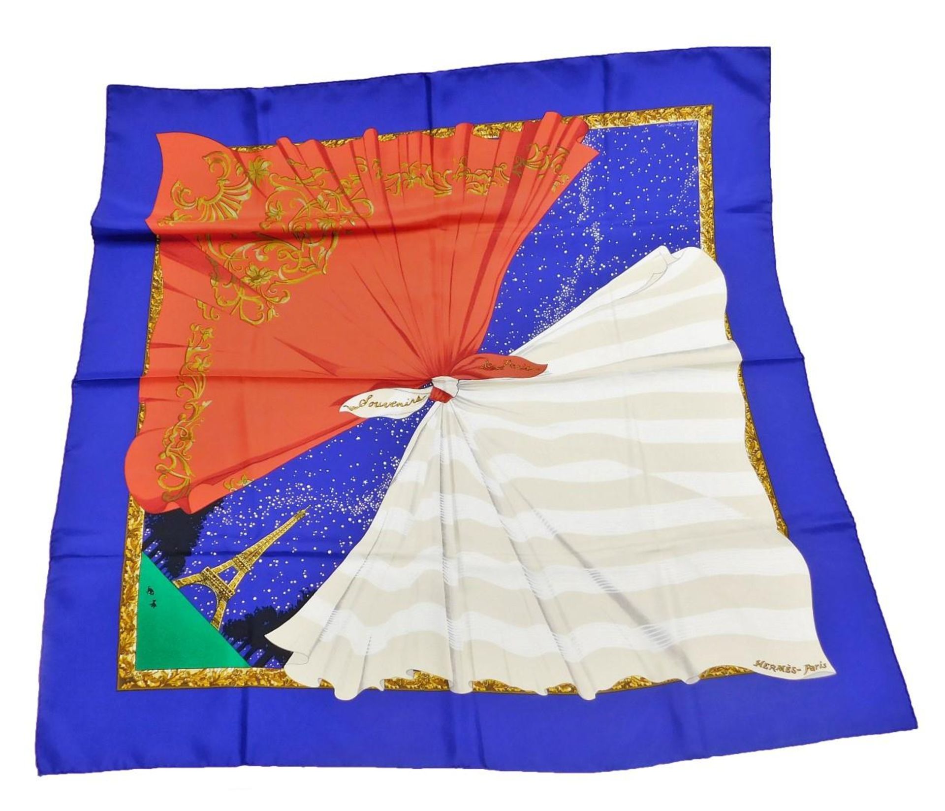 A Hermes Souvenirs de Paris silk scarf, designed by Hilton McConnico, 86cm x 86cm.
