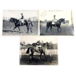 Three press photographs from the 1930s and 40s depicting French horses and jockeys, to include Admir