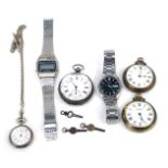A collection of wristwatches and pocket watches, comprising a George V silver cased pocket watch, an