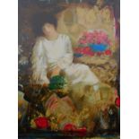 After Janet Treby (21stC School). Female reclining with fruits and flowers, stereolithograph, 68cm x