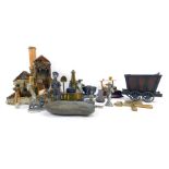 Miners interest. A collection of mining trinkets, to include C W M Colliery ornament, spelter and pl