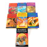 J K Rowling. A set of Harry Potter books, comprising The Philosophers Stone, paperback 1997, Goblet