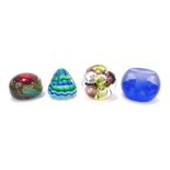 Four glass paperweights, comprising Langham bubble weight, Caithness Mystique, 134/750, S T 1975 pap