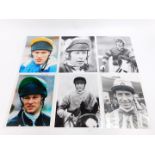Various horse racing related photographs, of jockeys, trainers, etc., some bearing signatures, to in