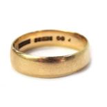 A 9ct gold wedding band, of plain design, ring size S½, 4.1g all in.