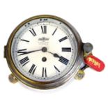 A 20thC ship's bulk head clock, with enamel Roman numeric dial, named to Chateau S.A. 1500000 BP 36