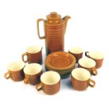 A Hornsea part coffee service in the Saffron pattern, comprising coffee pot, six cups and saucers, a