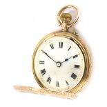 A Continental lady's 12ct gold pocket watch, open faced, keyless wind, with elaborate floral scroll