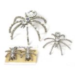 A group of Barbara Easton vintage paste stone spider jewellery, comprising a spider claw shoulder br