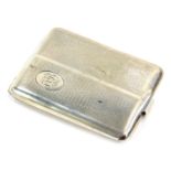 An Edward VII silver match case, with engine turned decoration and oval shield bearing initials L L