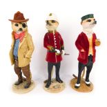 Three Country Artists meerkat figures, comprising Duke CA04275, Alexi CA02897, and Granville CA02910