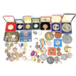 Various Queen Victoria and later tokens, medallions, etc., to include a Prince Albert commemorative