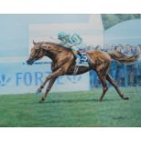 After Roy Miller (b.1938). The Lions of Longchamp, Lammtarra and Frankie Dettori, signed limited edi