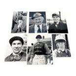 Various horse racing related photographs, jockeys, trainers, etc., some bearing signatures, to incl