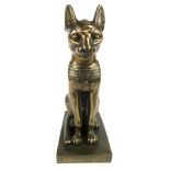 A modern Wyevale Egyptian cat figure, bronzed effect finish, 42cm high.