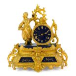 A 19thC French black marble and gilt metal mantel clock, the black Roman numeric dial for Ouquin La
