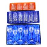 Crystal glasswares, comprising a set of four Cristal D'Arques Masquerade tumblers, a set of six tumb