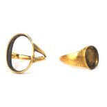 Two ring frames, each yellow metal, unmarked, believe to be 18ct, 11.1g.