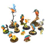 A group of Kingfisher ornaments, to include The Country Bird Collection Kingfisher, Russell Willis C
