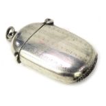 A George V silver match case, of oval form with engine turned decoration and vacant cartouche, Chest