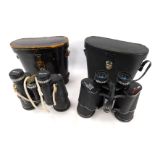 A pair of Pathescope 10x50 field binoculars, cased, together with a pair of Boots Admiral III 16x50m