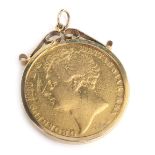 A George IV gold double sovereign, dated 1823, in a 9ct gold mount, 17.6g.