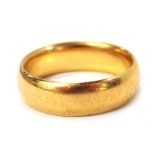 A 22ct gold wedding band, of plain design, ring size N½, 8.8g.