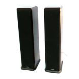 A pair of Mission simulated rosewood cased freestanding speakers, model number 753, 87cm high.