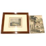 Two prints, comprising ancienne cour des comptes, 15cm x 18cm, and After Francoise Maurice Ragneau l