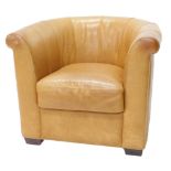 A Multi York tan leather club chair.