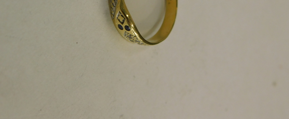 Three dress rings, comprising an 18ct gold snake diamond and sapphire dress ring, ring size N, a cos - Image 2 of 4