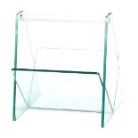 A Green Apple glass magazine rack, 40cm high, 36cm wide, 30cm deep.