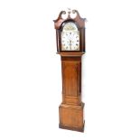 A 19thC oak longcase clock, with white painted dial for Thomas Vurley of Wisbeach, with eight day mo