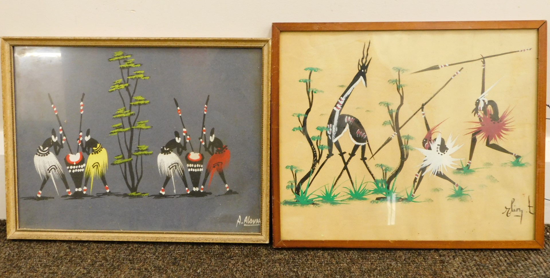 Aboriginal school after Elioy and Alovna, figures, prints, 23cm x 29cm, framed and glazed. (2) - Image 3 of 4