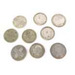 A group of silver coinage, comprising George V florin 1929, 1916, six Victorian examples, two shilli