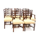 A set of eight Chippendale style mahogany dining chairs, each with a moulded back, including two car