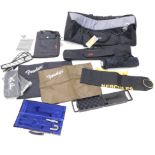 A quantity of guitar and other instrument bags, a flute case with partial contents, etc.