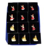 Twelve Royal Doulton miniature ladies, comprising eight Festive Joy, M224, and four Ninette, M206, b