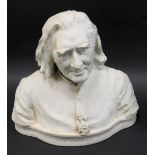 A hollow plaster bust of Franz Liszt, after Sir Joseph Boehm, unsigned. 31cm high, Ex Belton House l
