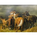 G. Bretienback (20thC). Horses, oil on canvas, signed, with certificate of originality and receipt M