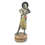 A cold painted metal Art Deco style figure of a dancer, on an onyx base, unsigned, 27cm high.