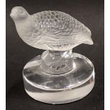 A Lalique grouse place card holder, 7cm high.