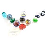 A collection of Caithness and other paperweights, to include millefiori, some name, boxed., etc.