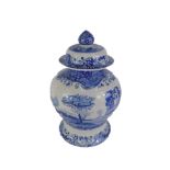 A Spode Italian blue and white ginger jar and cover, stamped to underside, 32cm high.