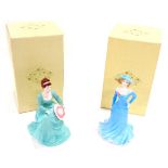 A Coalport Ladies of Fashion figure Madeline, printed marks beneath, 21cm high, and another Elaine,
