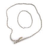 A modern necklace and bracelet set, with sterling silver and gold links, the clasp stamped 750, the