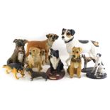 A Leonardo Collection Dog Studios figure of a Staffordshire Bull Terrier, large figure of a Jack Rus