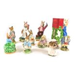 Royal Doulton and other Peter Rabbit figures, comprising Beswick Beatrix Potter Tommy Brook foxy whi