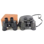 Miranda 8x40 binoculars, and a pair of scope over-field model number 3831 9x35 binoculars, in a brow