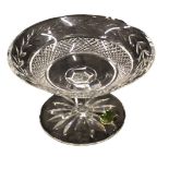 A Waterford crystal small cut glass centrepiece, with original green and gilt label, 15cm diameter.